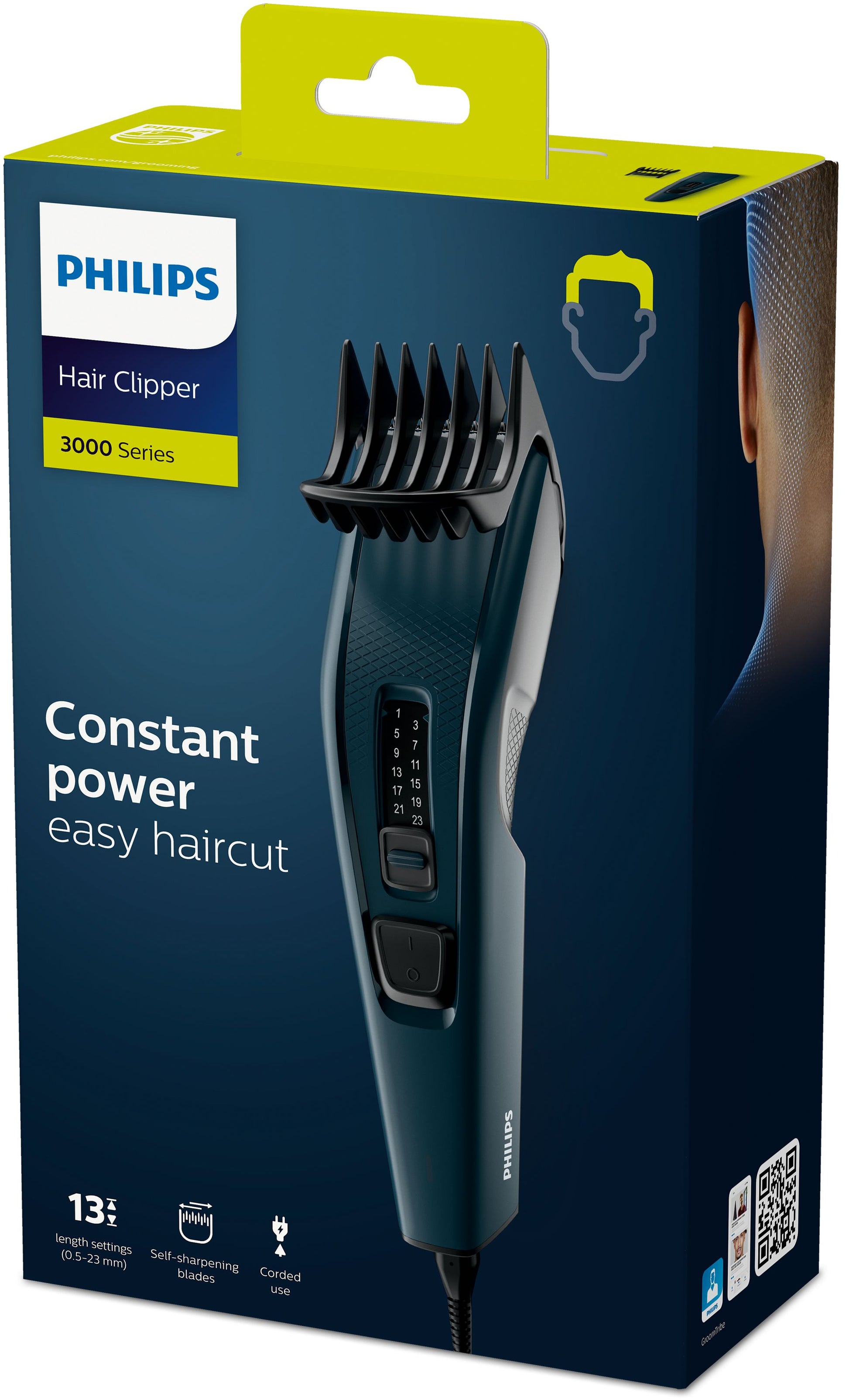 Philips Haarschneider Serie 3000 HC3505/15 – Netzbetrieb – 0,5–23 mm, 13 Stufen – Edelstahlmesser