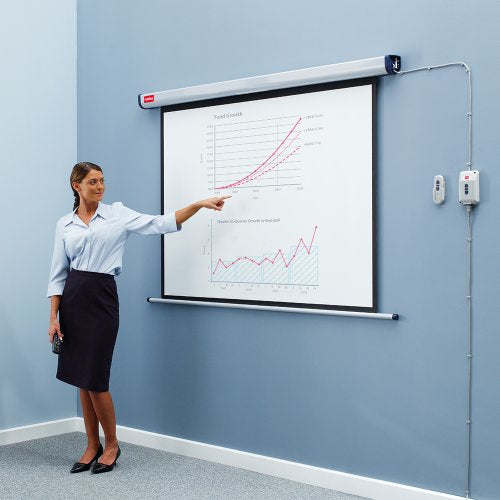 Nobo Motor-Leinwand – 4:3, 160 × 120 cm, mit Fernbedienung, weiss