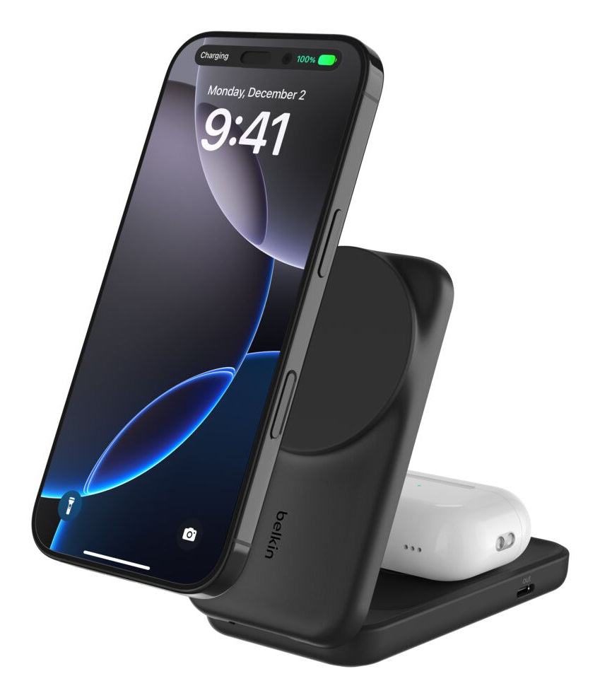 Belkin UltraCharge Ladestation – 25 W, Qi, magnetisch, 2-in-1, klappbar