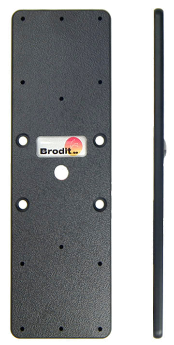 Brodit Montageplattenverlängerung – vorgebohrte Montageplatte, Kunststoff, 155×5×50 mm – schwarz