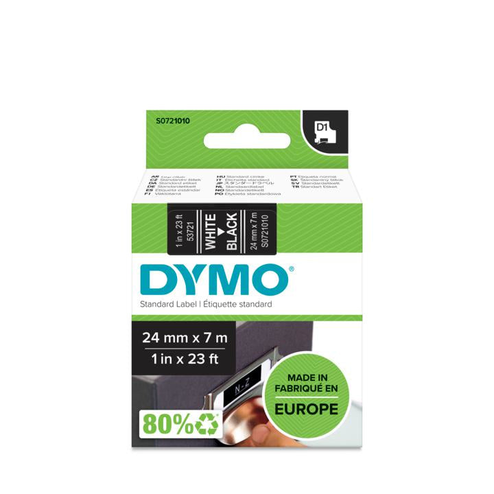 DYMO Textilband – 24 mm × 7 m, schwarz, weiss – D1-TAPE