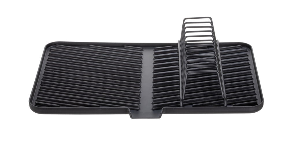 Wenko – Abtropfer 43 × 31 × 8 cm, Kunststoff, Schwarz, mit Tellerhalterung