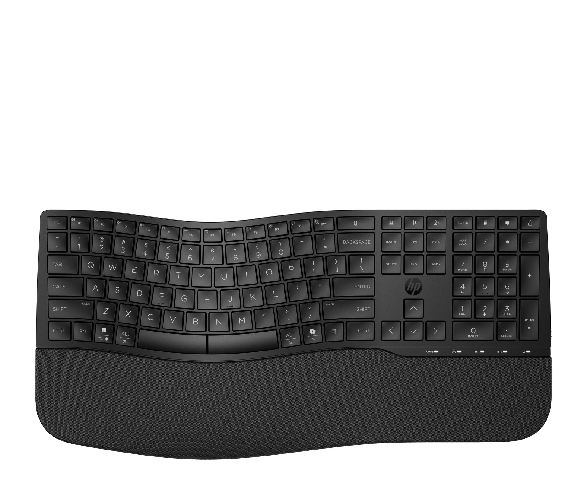 HP 685 Comfort – Tastatur – Bluetooth & 2,4 GHz (USB-A Empfänger) – QWERTZ (CH) – mit Handballenauflage – Schwarz
