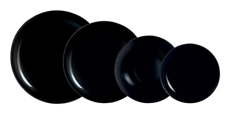 Arcoroc Evolution Speiseteller – 6er Set, Ø 27 cm, Glas, Schwarz, spülmaschinenfest