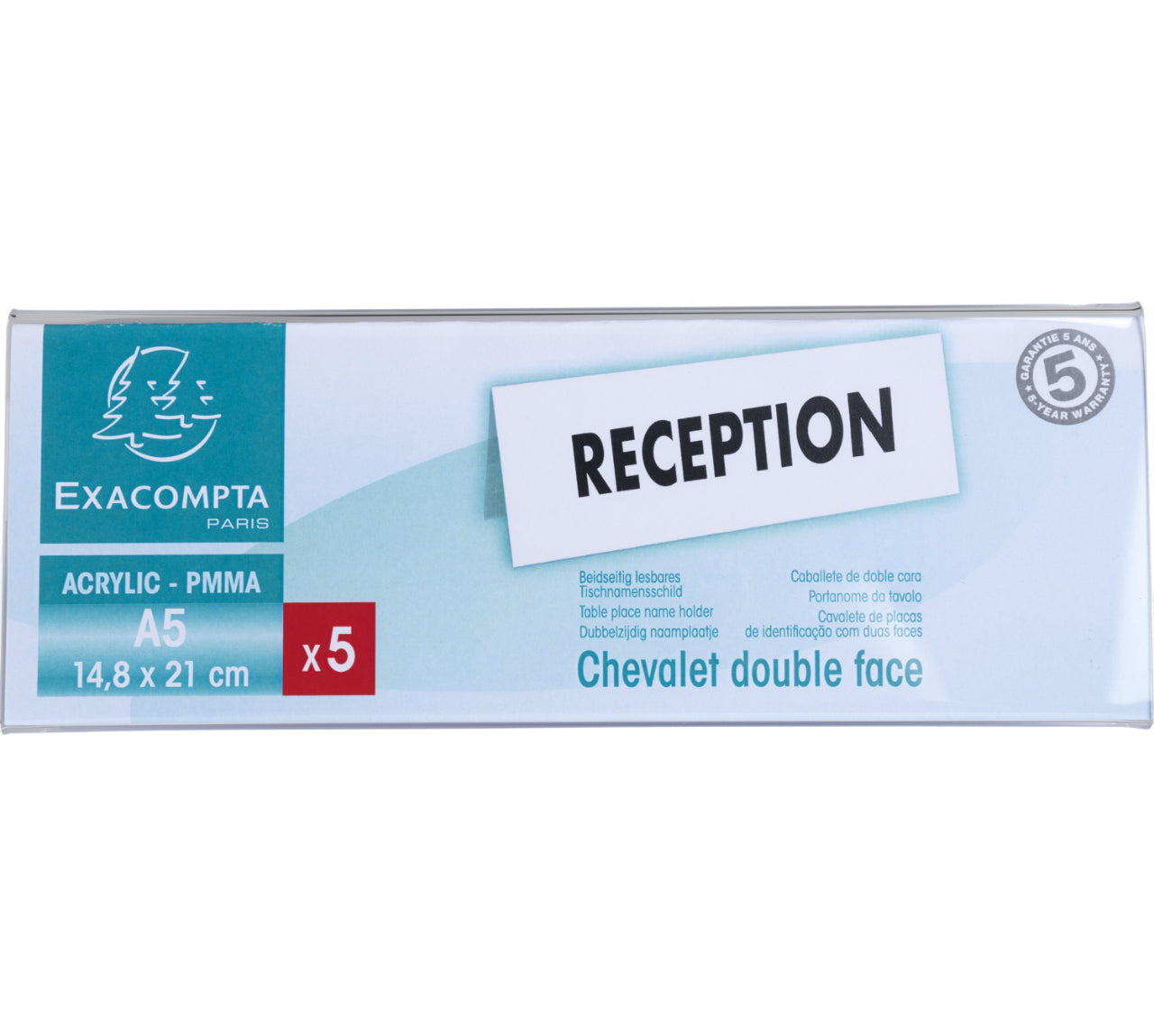 Exacompta Kennzeichnungstasche 85358D – für A5 – UV-beständig – transparent – Acryl – 5 Stk.