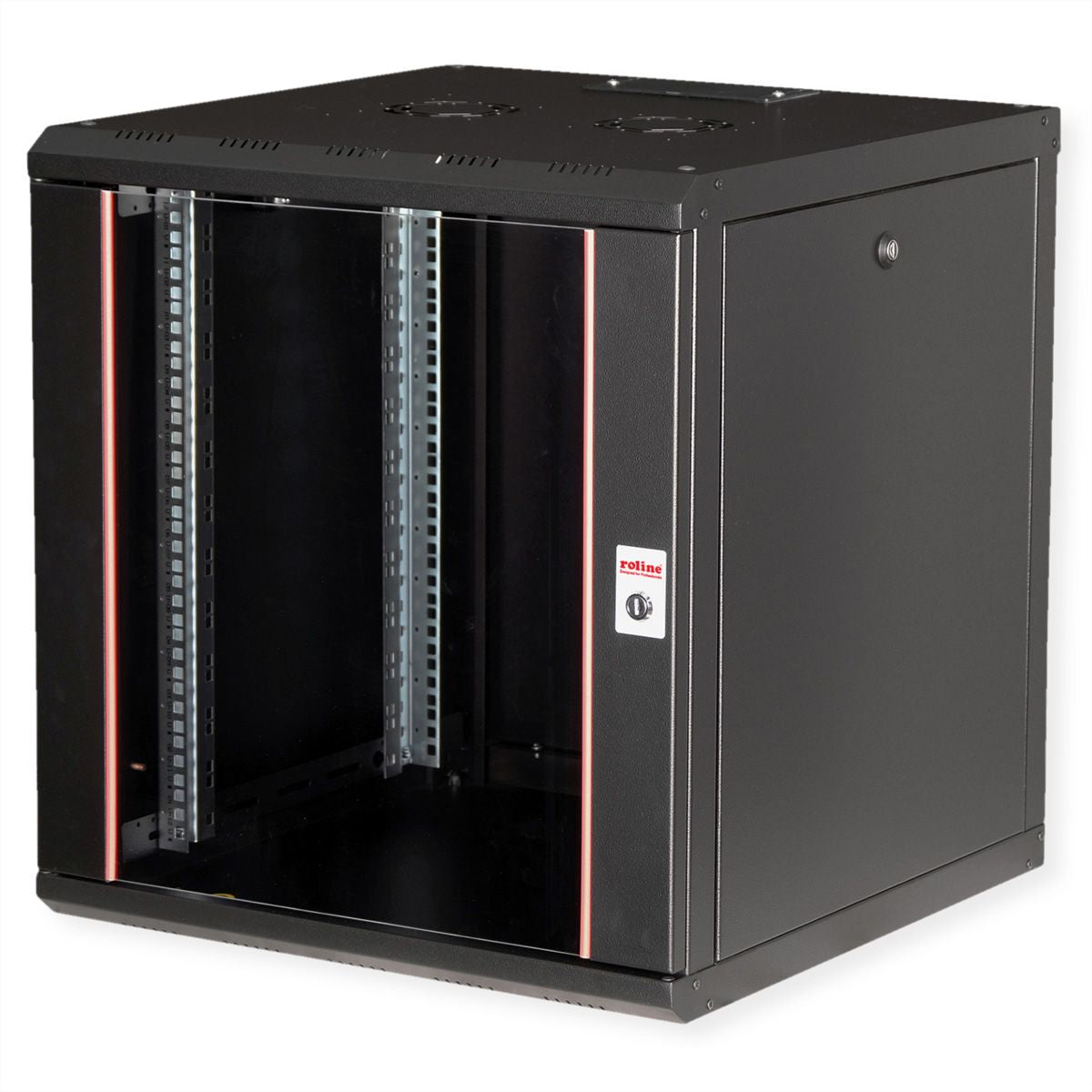 ROLINE Pro – 19" Wandverteiler 12U, IP20, abschliessbar, 600 × 600 × 640 mm, schwarz, Stahl