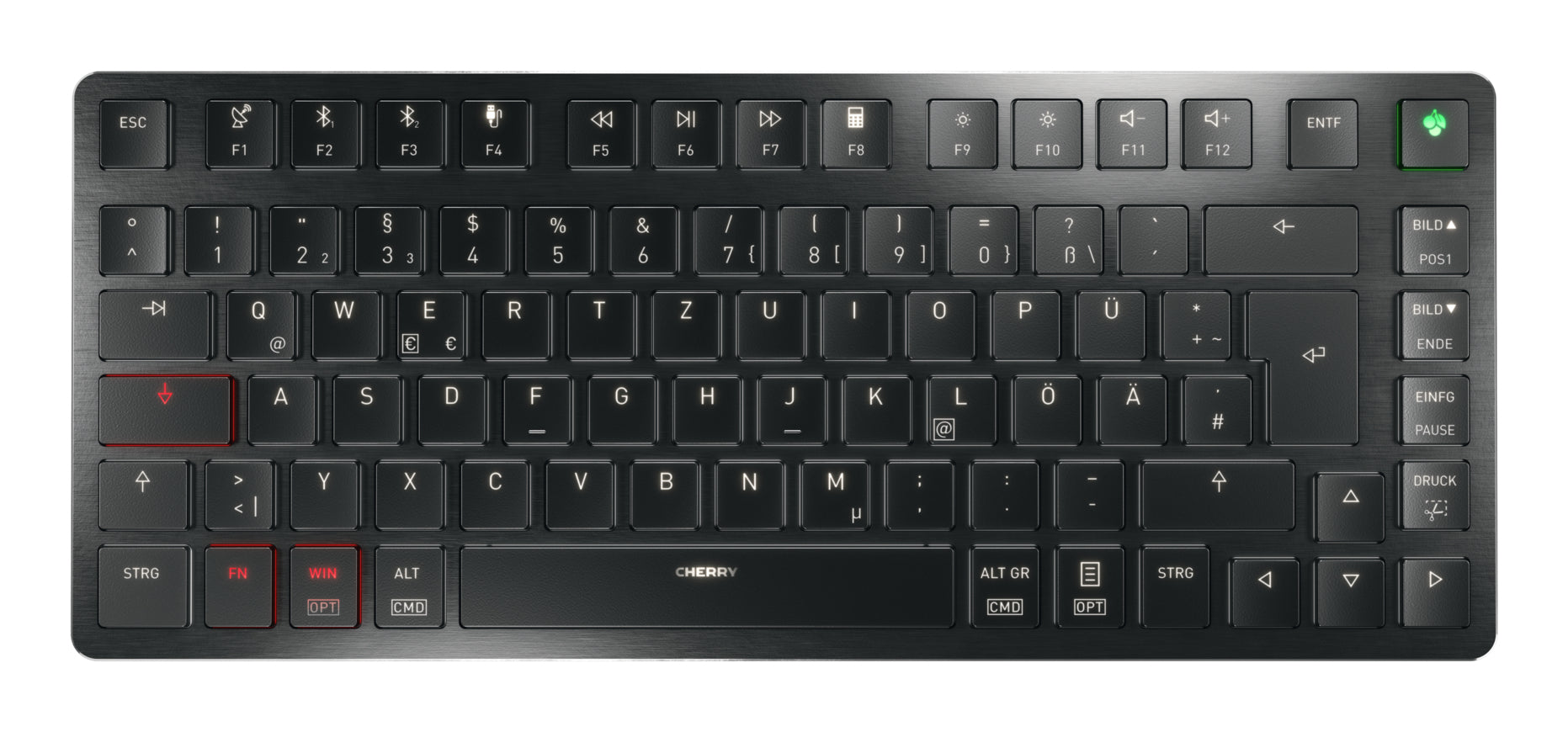 CHERRY KW X ULP 2.0 MINI – Tastatur, verkabelt (USB-C) & kabellos (Bluetooth/2,4 GHz) – für Windows & macOS