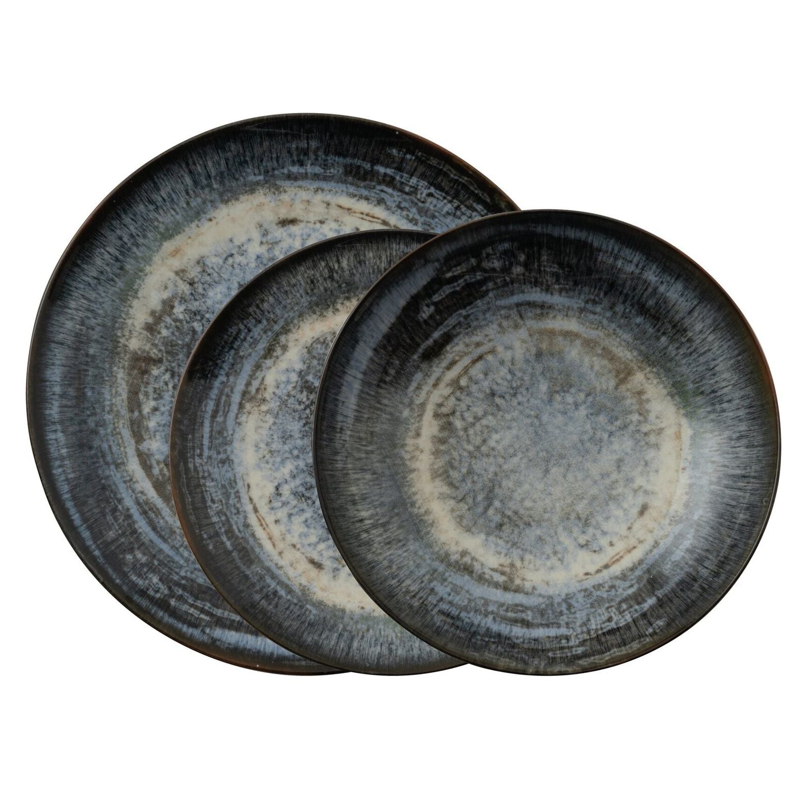 Arthur Krupp Essteller – 12er Set, Steinzeug, Blau/Grau, spülmaschinenfest, mikrowellengeeignet