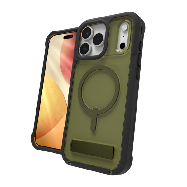 ZAGG Rainier Snap Backcover – für Apple iPhone 17 Pro Max, mit Ständer, Graphen, Grün, bis 7 m Sturzsicher