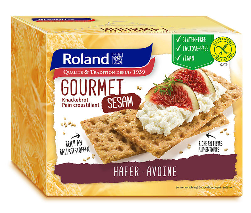 Roland Foods Knäckebrot Gourmet Sesam – glutenfrei, vegan – 230 g