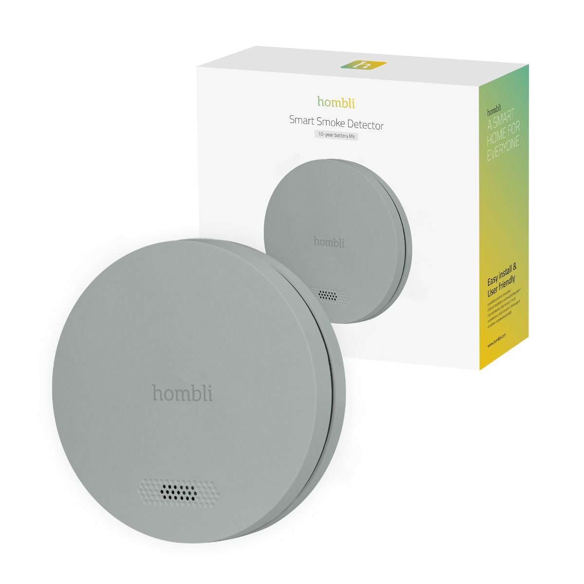 Hombli HBSA-0108 – Funk-Rauchmelder, 10-Jahres-Batterie, 85 dB – Grau, für Google Assistant