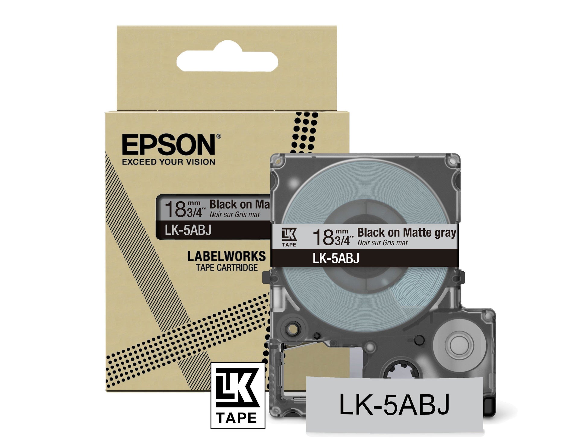 Epson Matte Klebeband – 18 mm, Grau/Schwarz