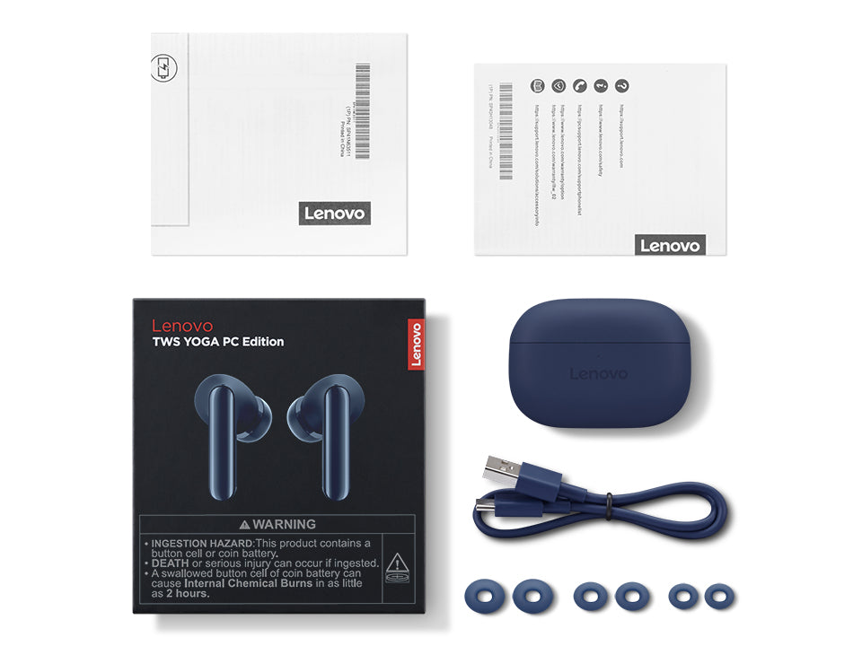 Lenovo Yoga PC Edition TWS In-Ear – Stereo, ANC, mit Ladecase, Blau, BT 5.3