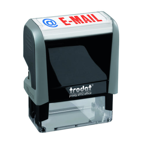 Trodat Printy 4912 – Selbstfärbender Wortstempel, Text E-Mail – Abdruck 17 × 46 mm – blau/rot