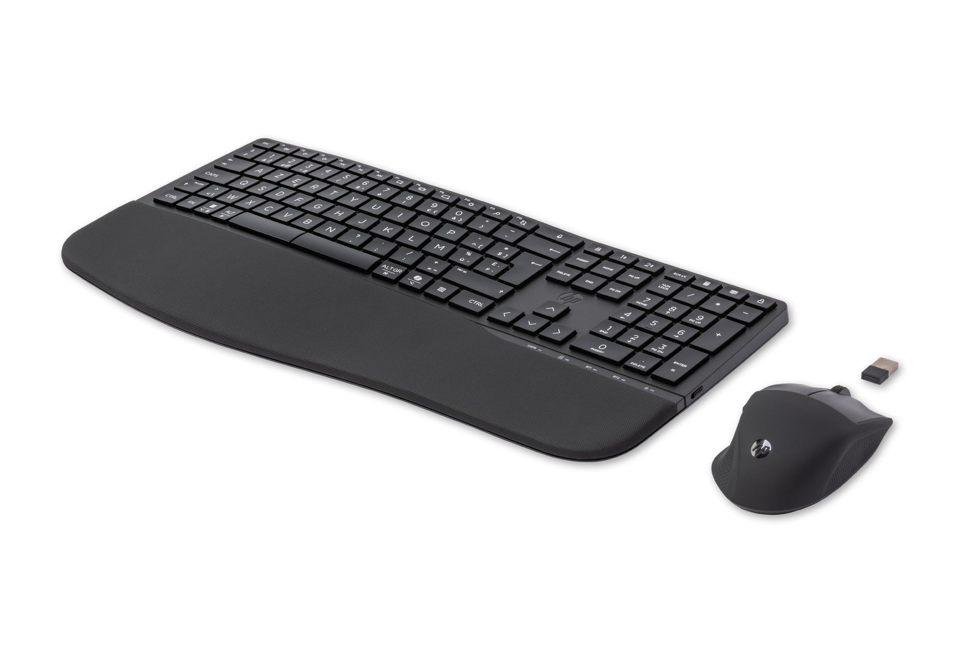 HP 680 Comfort – Tastatur-Set mit Maus, AZERTY (BE), 2,4 GHz + Bluetooth, Schwarz