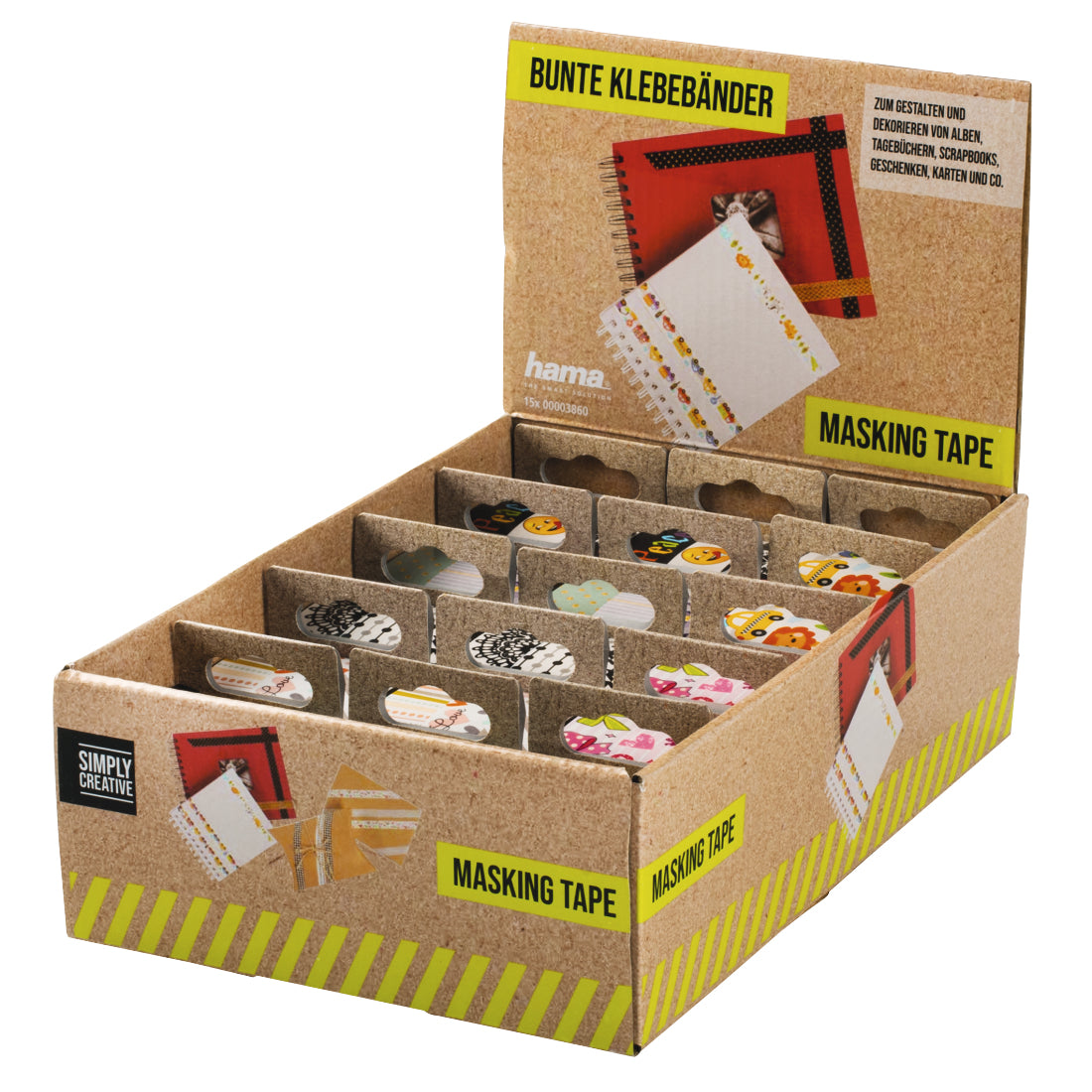Hama Washi Tape – permanent, glatt, Papier, 15 mm × 5 m, mehrfarbig, 3 Rollen