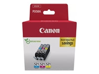 Canon Tintenpatronen-Multipack CLI-521, cyan, magenta, gelb, 3er-Pack – für PIXMA