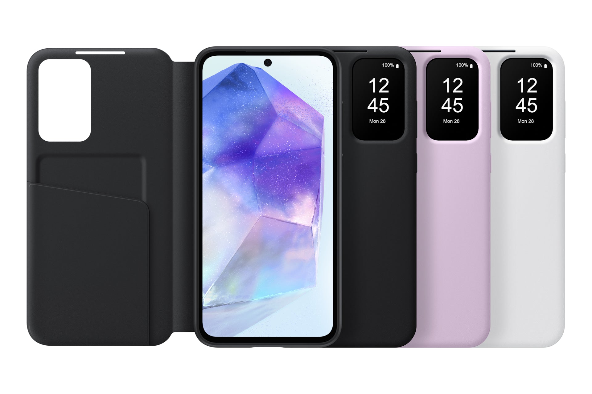 Samsung Smart View Wallethülle – für Samsung Galaxy A55 5G, Lavendel, mit Smart View-Fenster