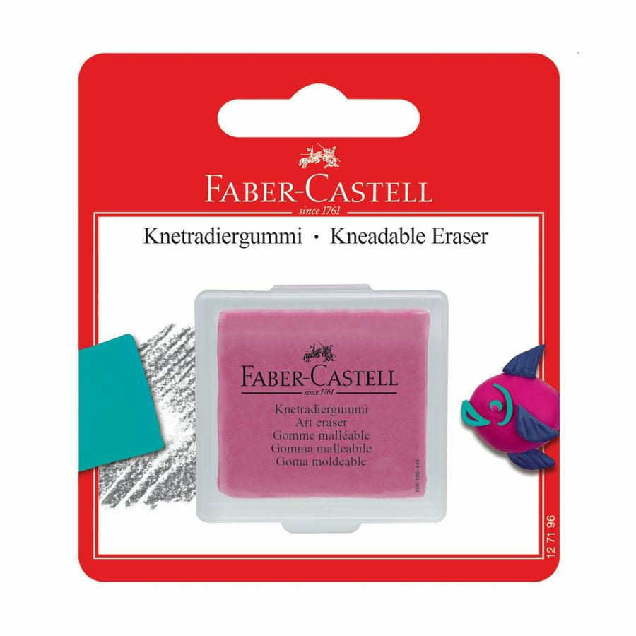 Faber-Castell Knetradierer Art Eraser – für Kohle & Bleistift, knetbar, aufnahmefähig, farbig sortiert, 1 Stk.