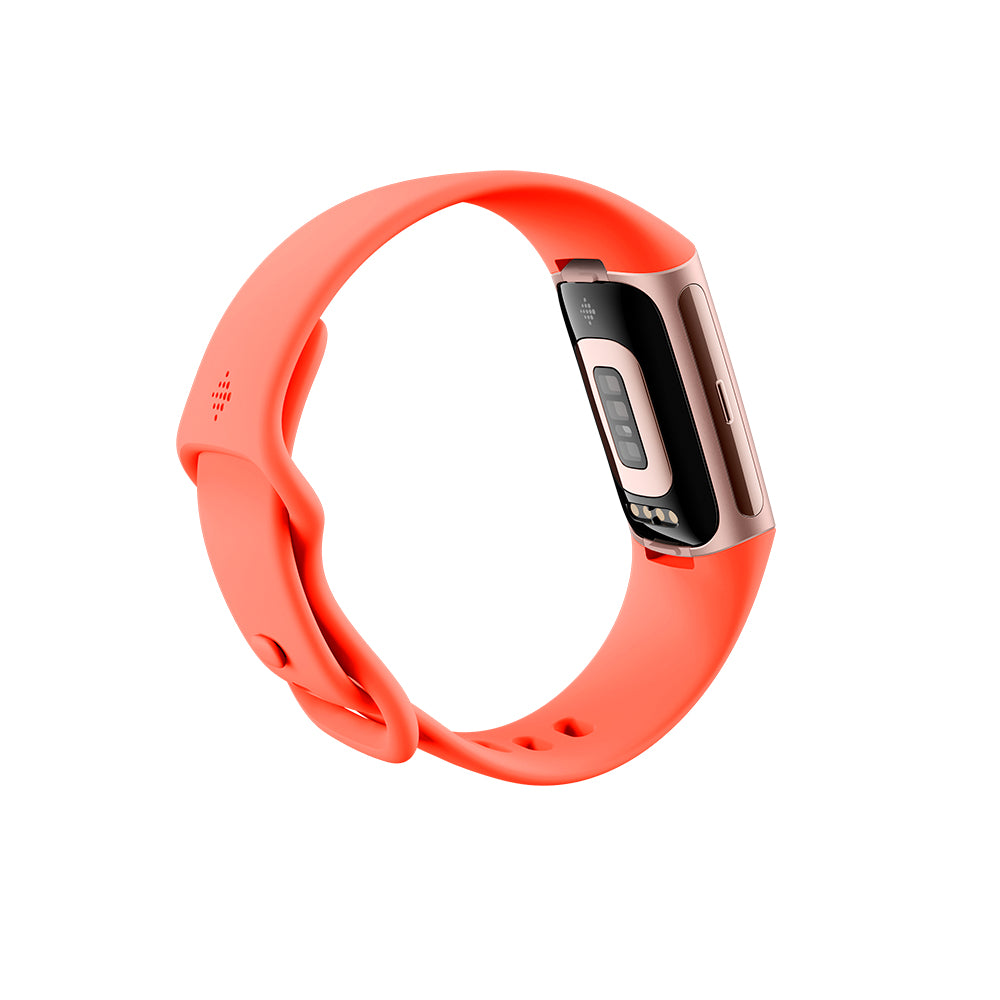 Fitbit Charge 6 – Smartwatch – 18,5 mm, GPS, AMOLED, 5 ATM, Koralle/Gold, S/L, Sportarmband