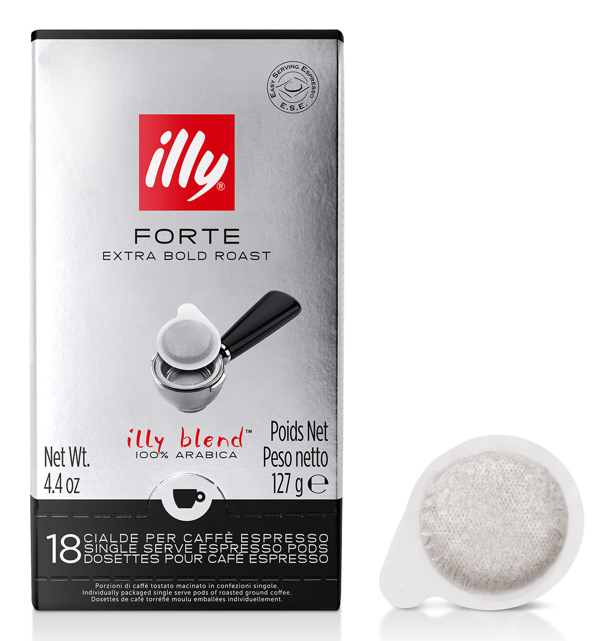 Illy Forte Espresso – Kaffeepads für E.S.E. – Espresso, Intensität 9, 18 Pads