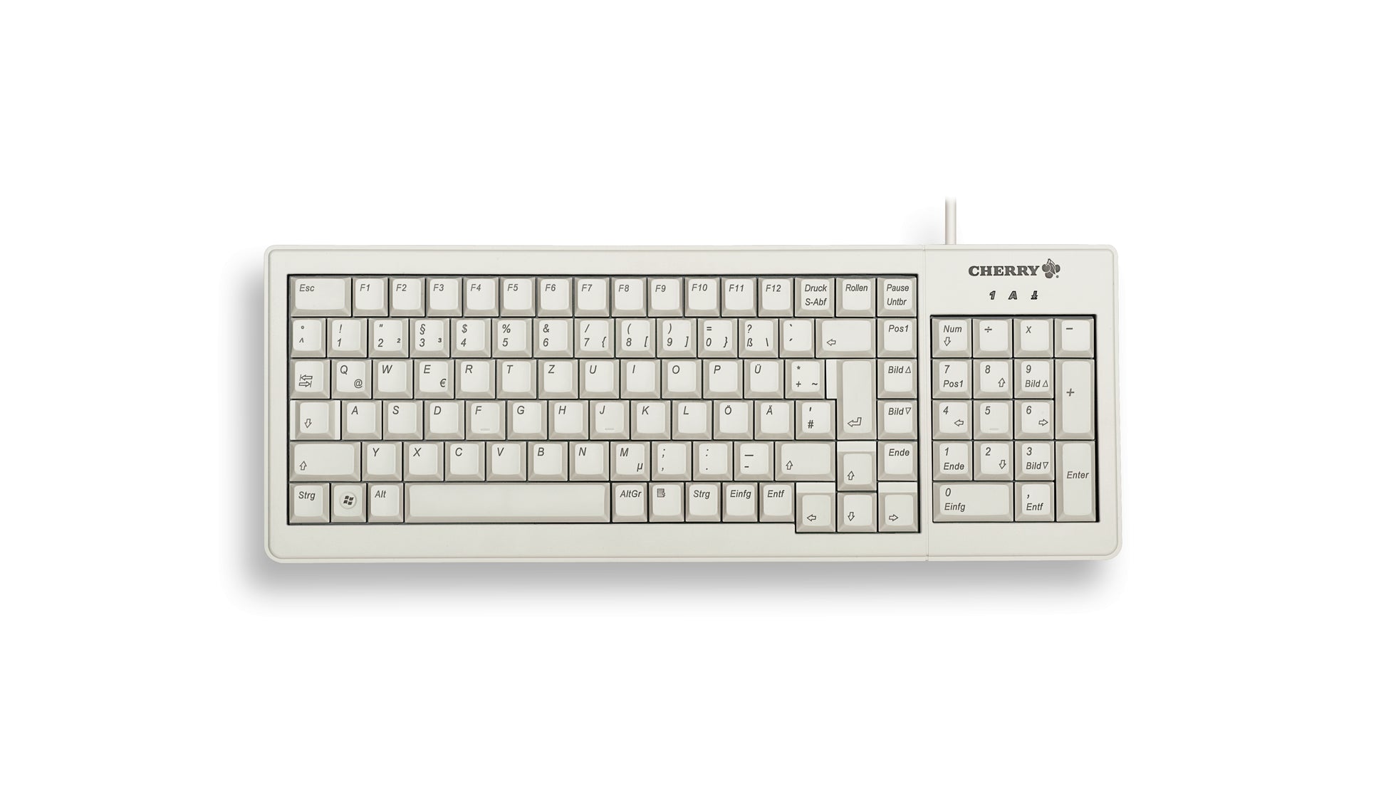CHERRY G84-5200 – Tastatur, kabelgebunden (USB + PS/2), US-Layout (EN), Fullsize (mit Ziffernblock), mechanisch