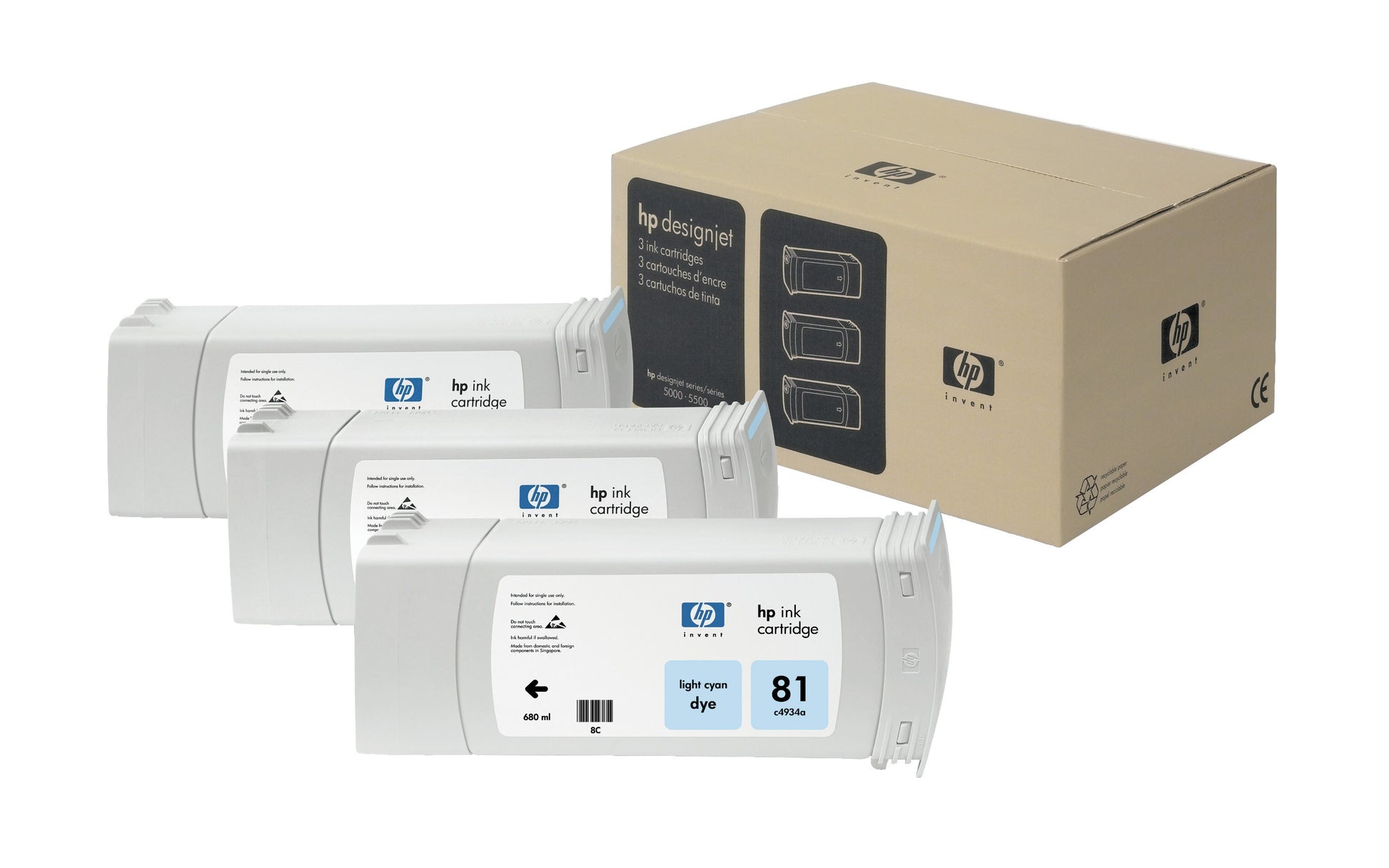 HP Tintenpatronen-Multipack 81, Cyan, 3er-Pack