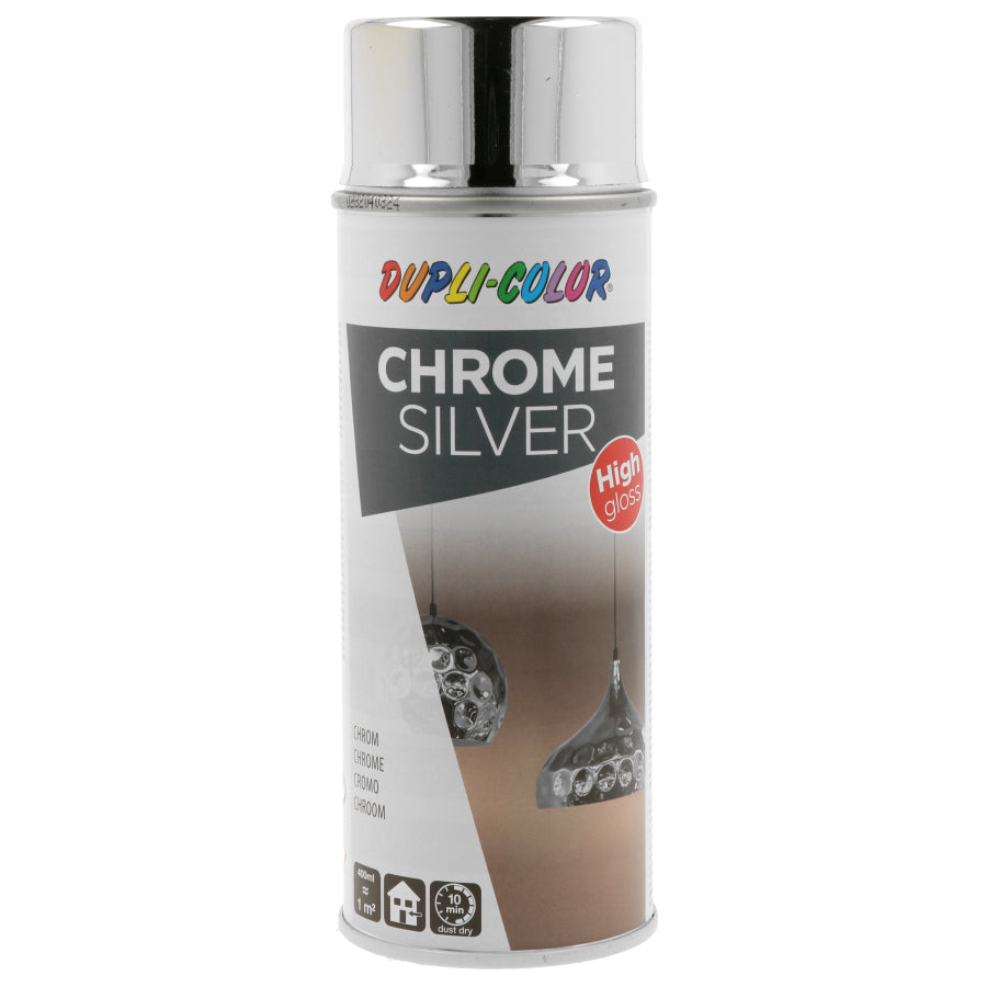 Dupli-Color Farbspray – Silber, glänzend, metallic – 400 ml – für Glas, Metall, Kunststoff