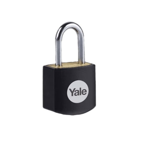 Yale Y110JB Mechanisches Vorhängeschloss – Messing, Bügel 14,5×8,2 mm, Basic, Innen, Schwarz