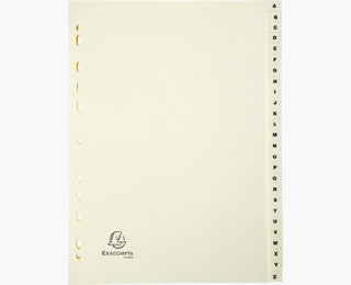 Exacompta Register A4 – alphabetisch A–Z, 26 Taben, Karton elfenbein, Universallochung, bedruckte Taben