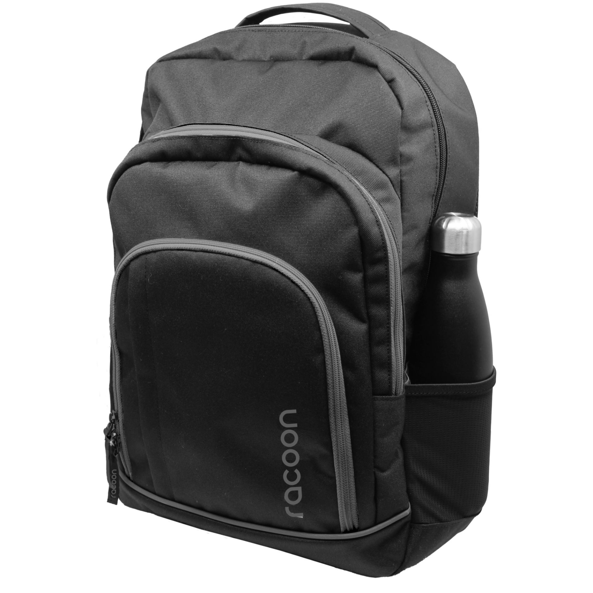 Racoon – Schulrucksack – 33 × 48 × 20 cm, 30 l, grau/schwarz, recyceltes PET