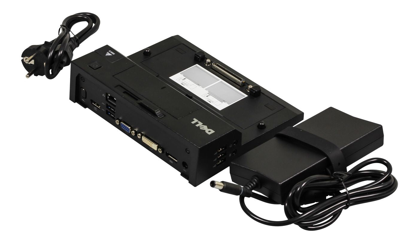 Dell E-Port II Dockingstation – 1× DP, 1× VGA, 1× DVI, 6× USB-A, 3,5 mm Audio, für Dell Latitude (E6230/E6430)
