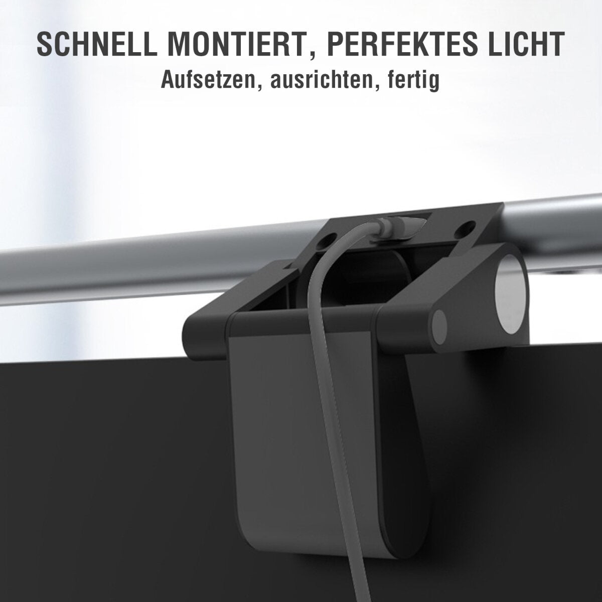 4smarts Monitor-Lichtleiste – 400 lm, 2800–5500 K, 3-Stufen-Dimmer, für Monitore 0,8–2,0 cm – Schwarz