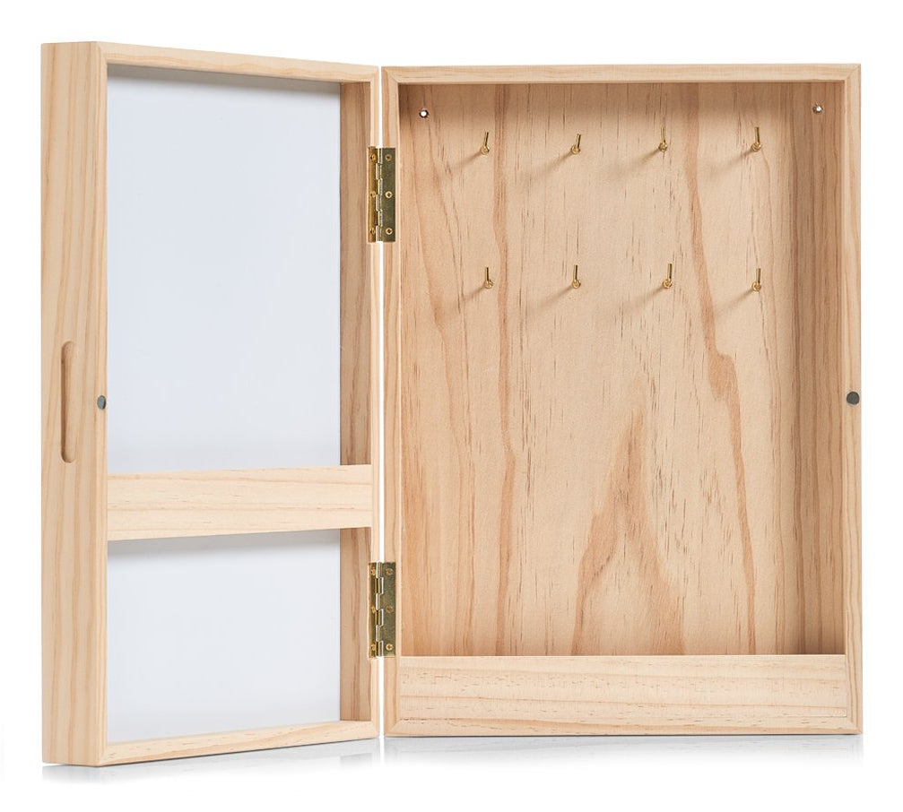 Zeller Present Memobord 15142 – Schlüsselleiste, 8 Haken, Holz, Hellblau, 300 × 80 × 420 mm