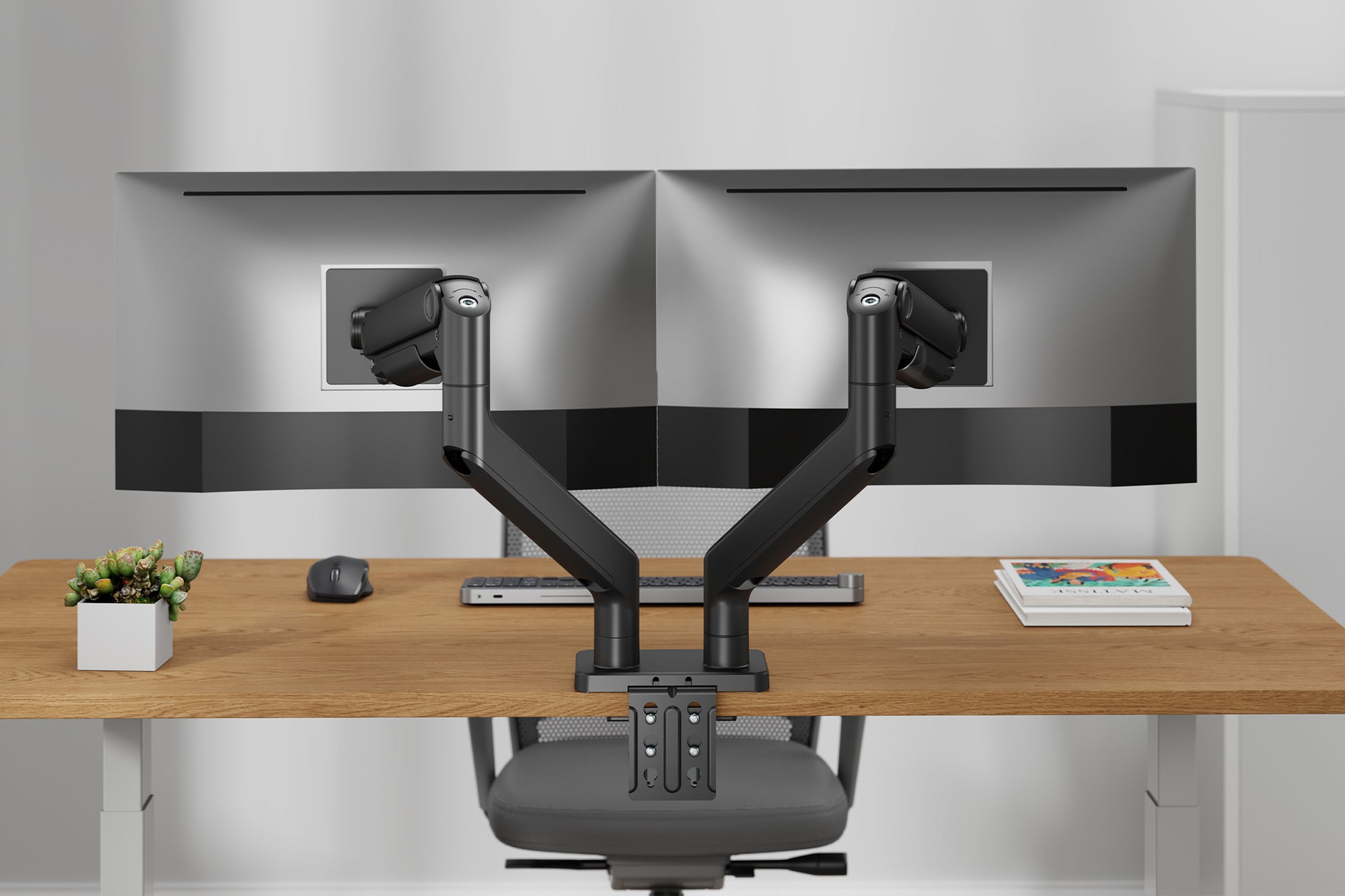 Digitus Monitorarm Tischhalterung – Klemme/Durchführung – 2 Monitore – bis 45" – VESA 75×75/100×100 mm