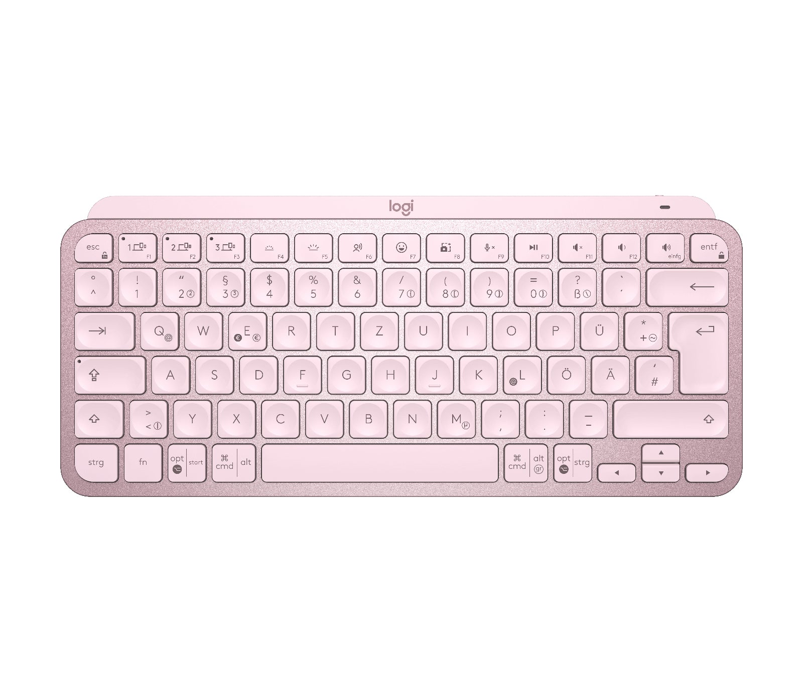 Logitech MX Keys Mini – Tastatur, kabellos (Bluetooth), DE-Layout (DE), beleuchtet, Rosa