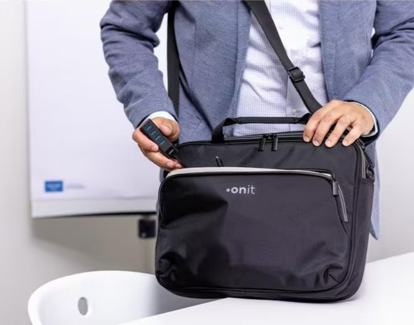 ONIT Notebook-Tasche für bis 13,3" – Trolley-Band, Dokumentenfach – Schwarz