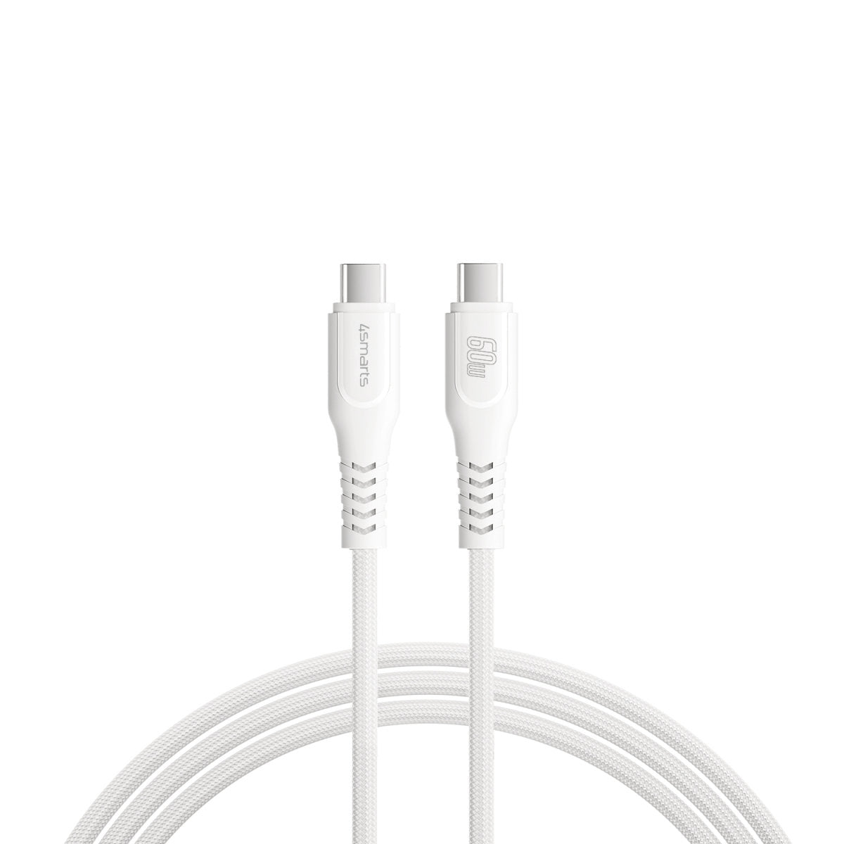 4smarts USB-C auf USB-C Kabel – USB 2.0 (480 Mbit/s) – 1,5 m – PD 60 W – Geflochten – Weiss