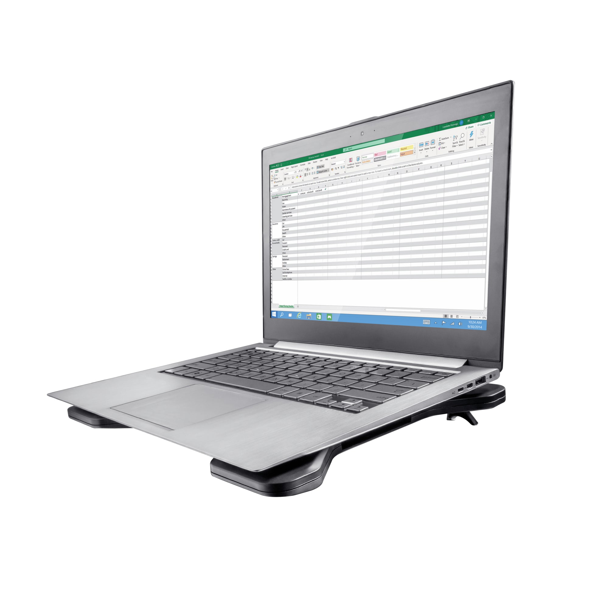 Trust Laptop-Ständer – bis 16", mit 2 Lüftern, USB – Schwarz