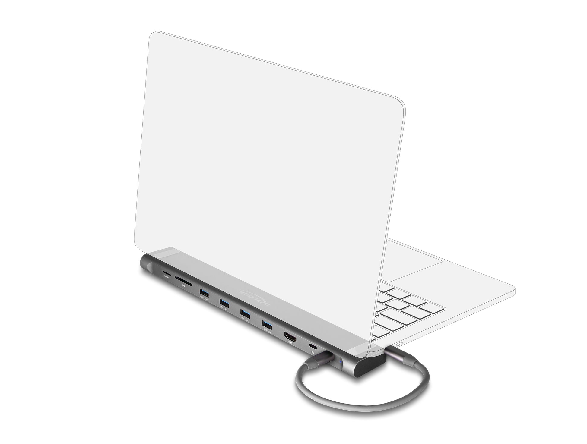 DeLOCK 87895 Dockingstation – USB-C, 1× HDMI, 4× USB-A, 1× USB-C, 85 W PD, GbE, SD/microSD, für Windows/Mac