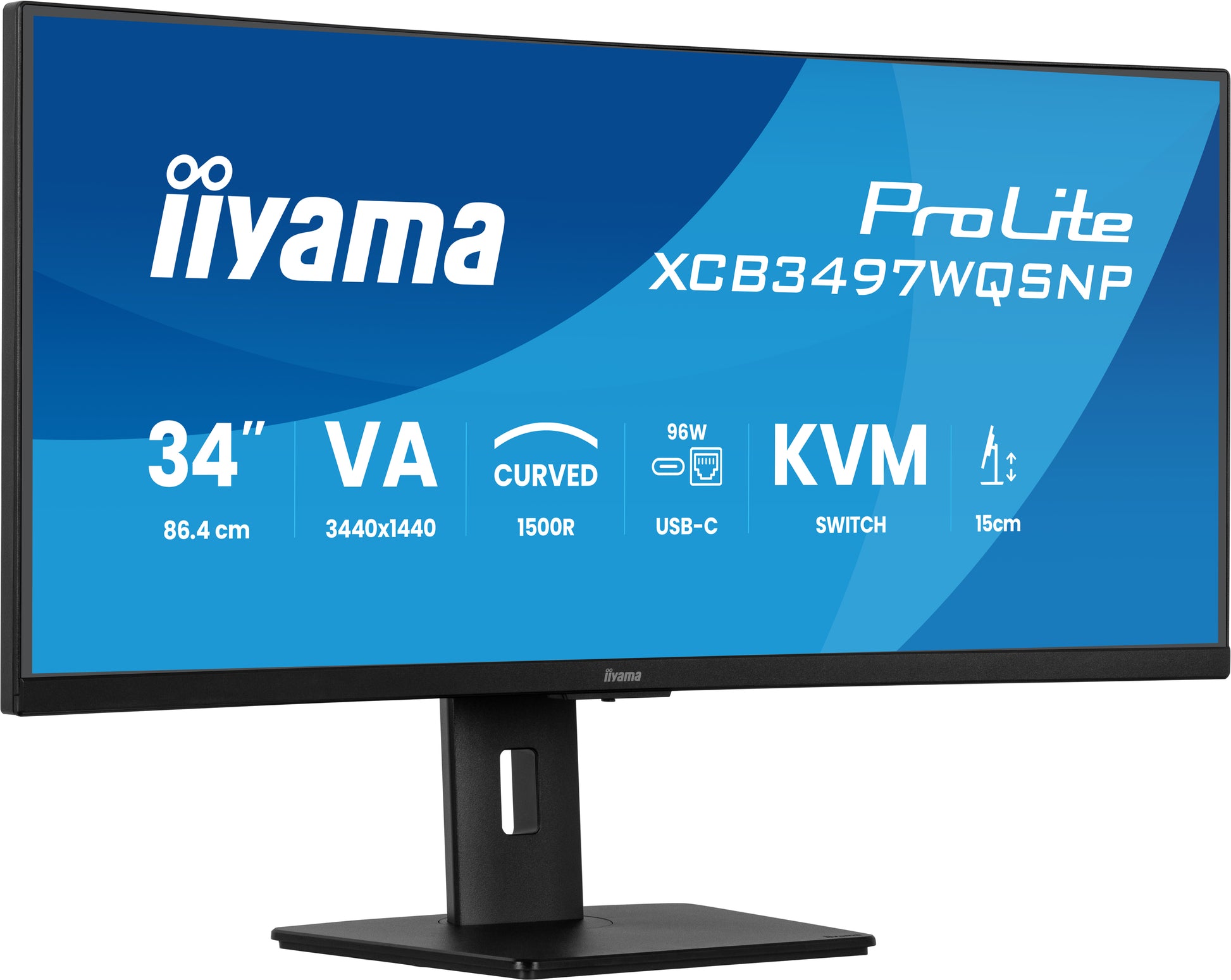 iiyama XCB3497WQSNP-B1 – Monitor, 34" 3440 × 1440 (UQHD), 120 Hz, 350 cd/m²