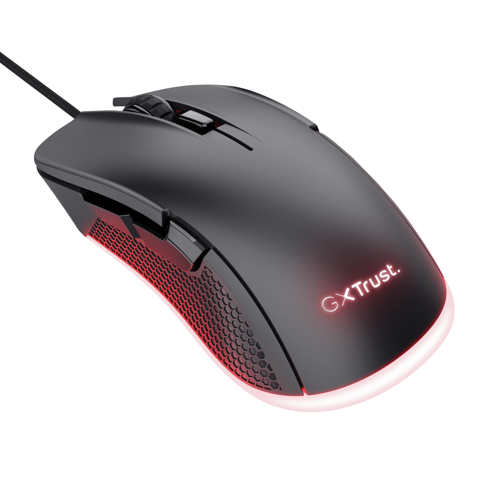 Trust GXT 922 Ybar – Gaming-Maus – Kabelgebunden (USB-A), 7200 DPI, RGB-Beleuchtung, rechts, Schwarz