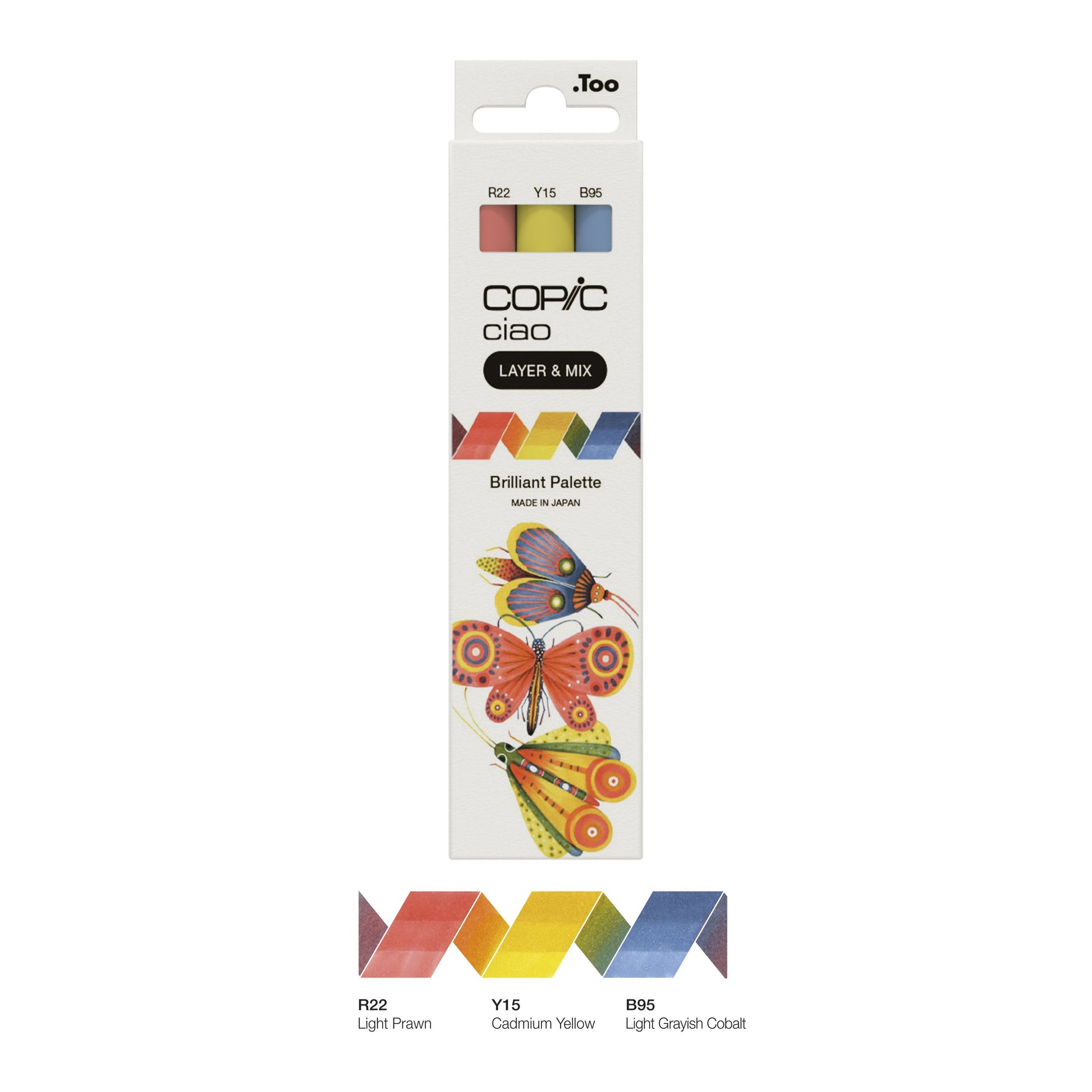 Copic Ciao Brush Pens, Doppelspitze, Brilliant Palette – Kombi (Pinsel + Meissel), alkoholbasiert, 3er Set