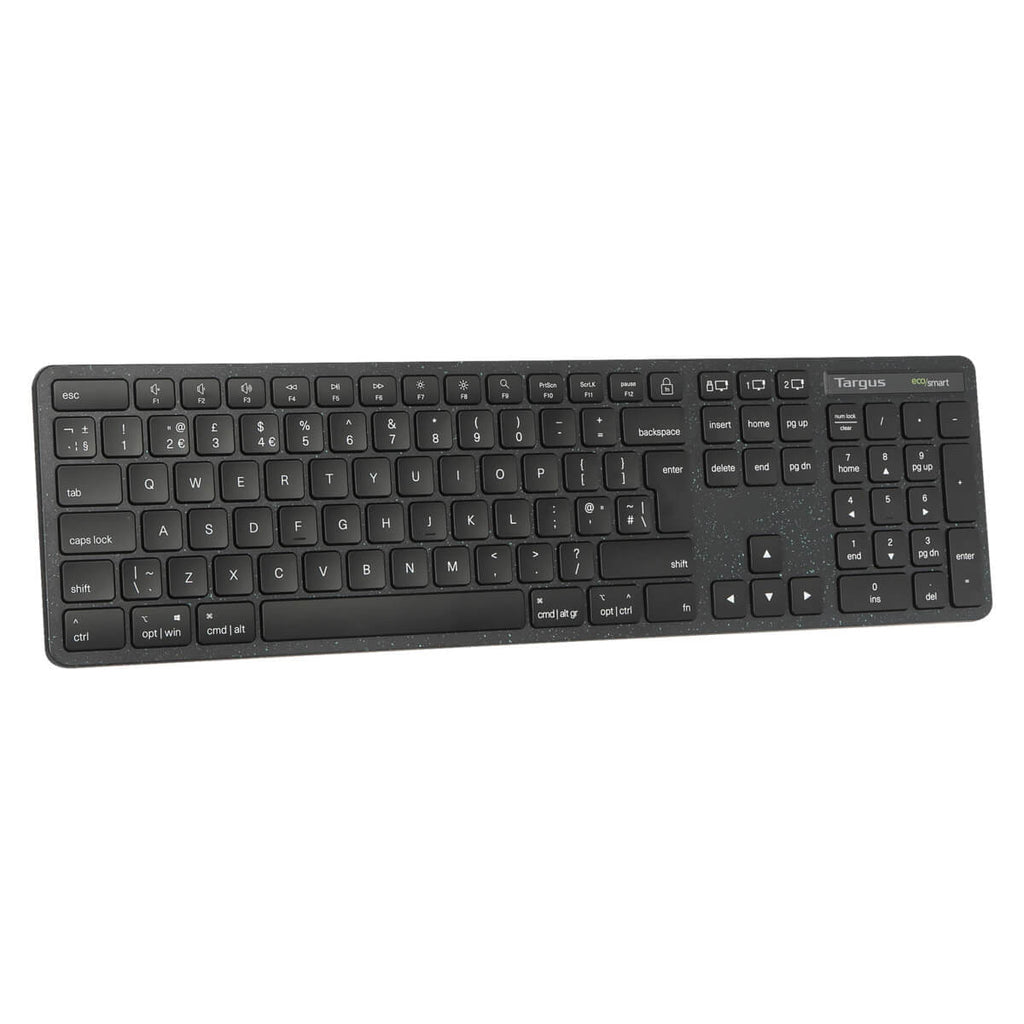 Targus ECOsmart AKB873NO – Tastatur – 100% – Bluetooth & 2,4 GHz – QWERTY (Nordic) – antimikrobiell – schwarz