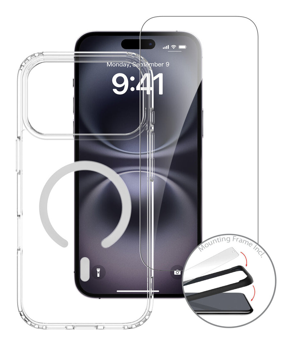 4smarts 3in1 Set – Backcover – für Apple iPhone 17 Pro Max, MagSafe, Gehärtetes Glas, Transparent, 3er-Set