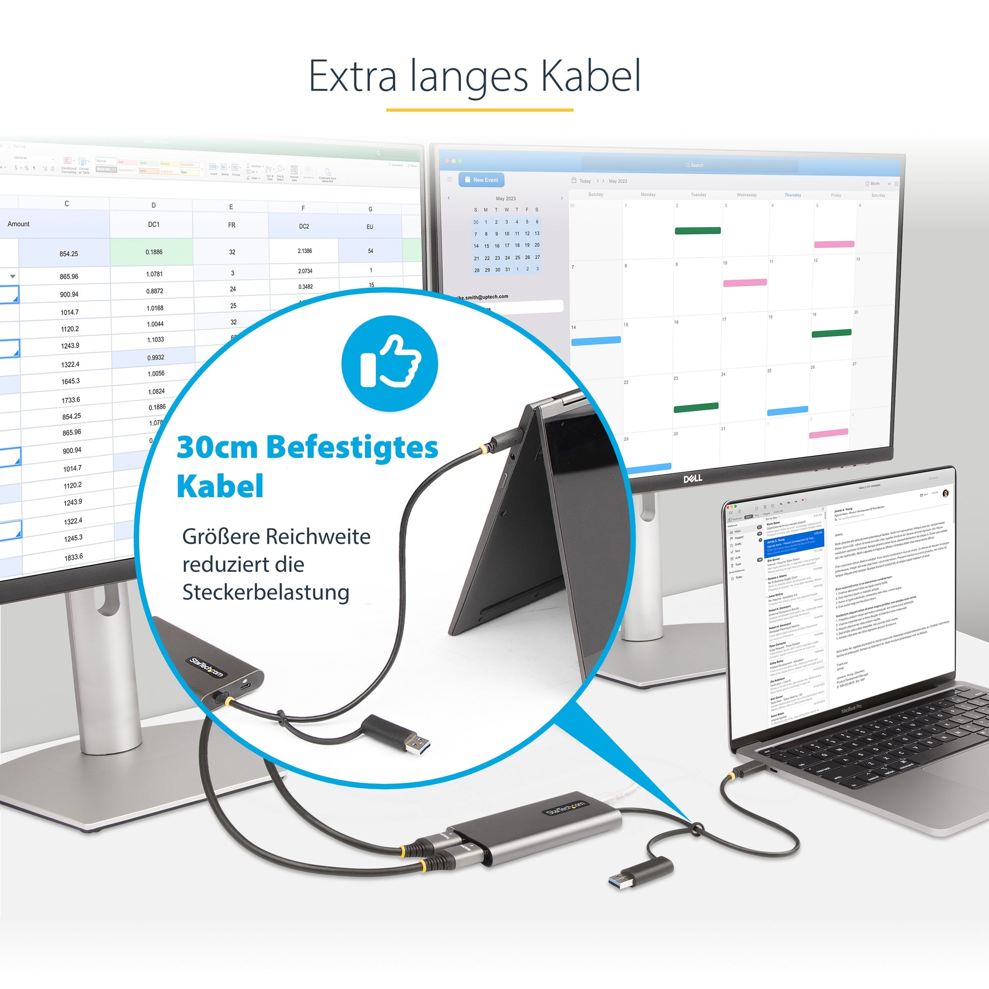 StarTech.com USB-C Multi-Monitor-Adapter USB-C zu 2× HDMI – 4K @ 60 Hz, 0,3 m, für Windows/Mac/Linux