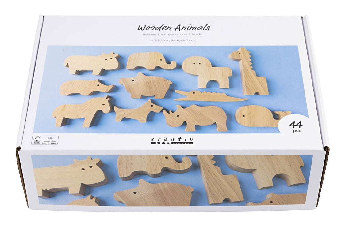 Creativ Company Holzfigur, Gummibaum, Farm & Safari, 2 × 3 cm, 44 Stk.