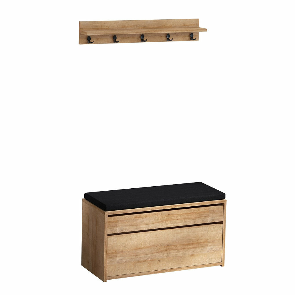 Woody Fashion Wandgarderobe – 5 Haken, Spanplatte/Metall, Braun, 80 × 14 × 17 cm