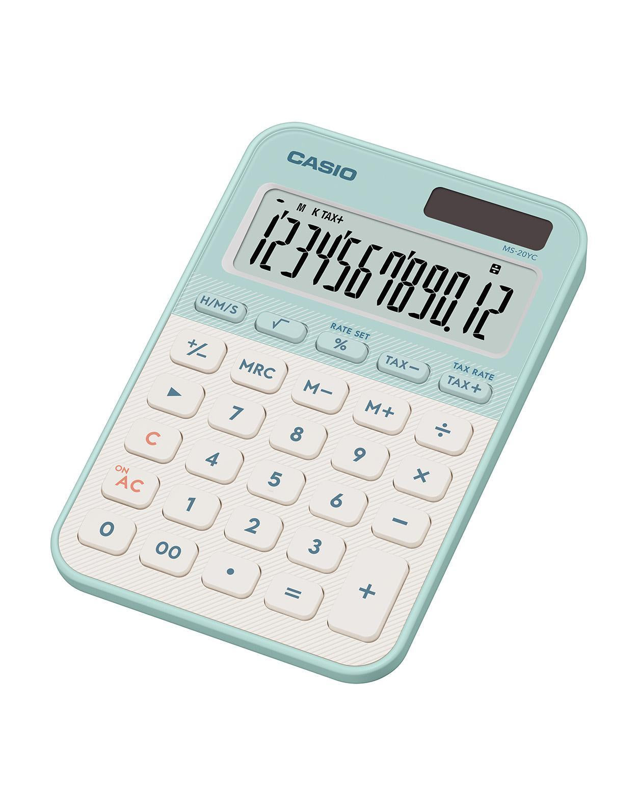 Casio Tischrechner MS-20YC – 12-stellig – Solar/Batterie – Hellgrün