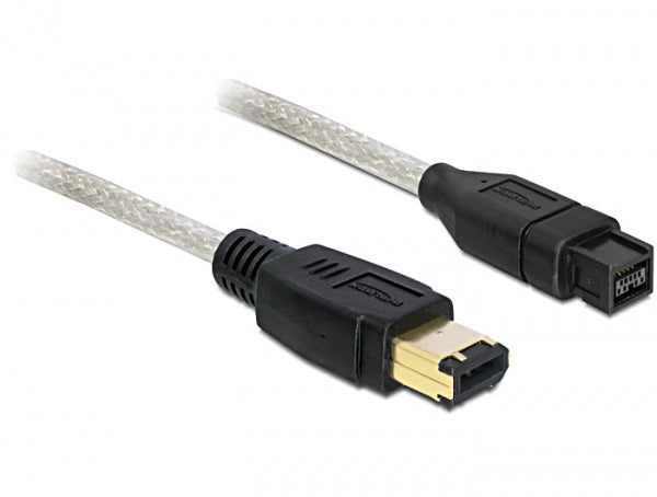 DeLOCK FireWire Kabel 9-pol auf 6-pol IEEE 1394b – 400 Mbit/s – 1 m – Grau